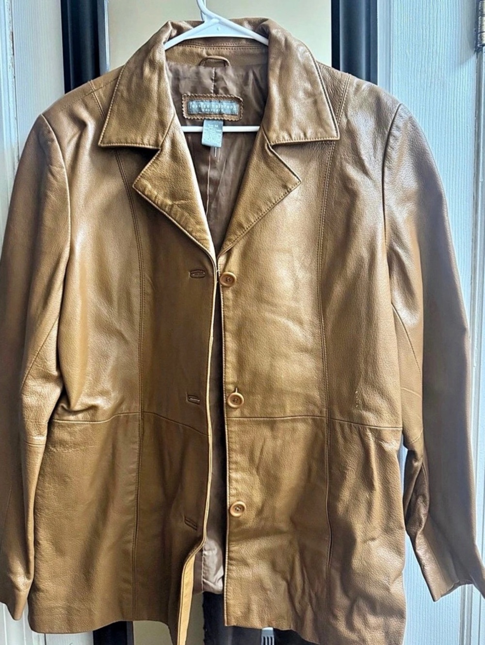 Jessica Holbrook Leather Blazer Jacket in Brown Size Medium Like New